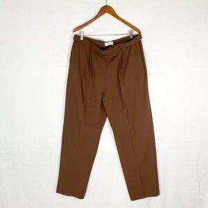 Mango Tan Trouser Pants Brown Size 14 High Rise Pleated Work Business